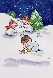 Little Snowmen Snowballing, 1996 (wc)