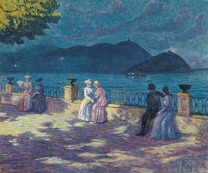 La Concha v noci - Regoyos y Valdes, Dario de (1857-1913) - c. 1906 – Olej na plátně – 54x65 – Muzeum Carmen Thyssen, Malaga