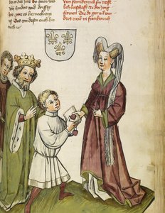 Císař Zikmund před Johankou z Arku Od: Život a doba císaře Zikmunda Eberhard Windeck, c. 1450 od Diebold, Lauber