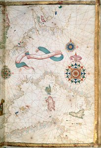 Korsika, Sardinie a Sicílie, detail z atlasu světa, 1565