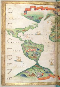 Amerika, detail z atlasu světa, 1565 (vellum)