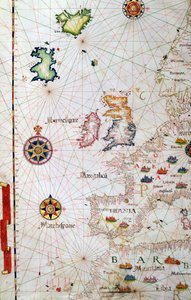 Britské ostrovy, Ibérie a severozápadní Afrika, detail z atlasu světa, 1565 od Diego Homem