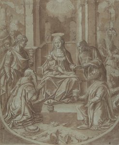Klanění tří králů Kreslený film pro výšivku, 1587-89. od Diego Lopez de Escuriaz.