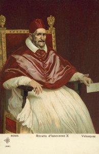 Portrét papeže Inocence X (barevné lito) od Diego Rodriguez de Silva y (after) Velazquez