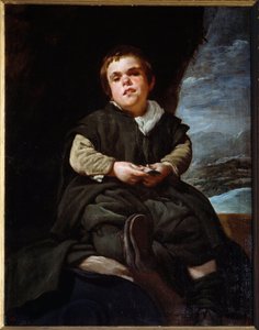 Portrét šaška Francisca Lezcana, řeklo dítě z Vallecasu. Obraz Diega Velasqueze (Velazquez od Diego Velázquez
