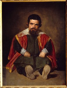 Portrét šaška Sebastiena De Morra Trpaslík sedící u soudu. Obraz Diega Velasqueze (1599-1660) kolem 1645, ne. 1,06x0,81 m Madrid Musee du Prado - Portrét šaška Sebastiena de Morra - Dvorní trpaslík - sedící. Obraz Diega Velazqueze (nebo Ve od Diego Velázquez