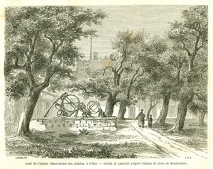 Pohled na nádvoří bývalé jezuitské observatoře v Pekinu (Peking), Čína. Rytina Lancelot, v „“Le Tour du Monde, Nouveau journal des Voyages“, editoval Edouard Charton, Paříž od Dieudonne Auguste Lancelot