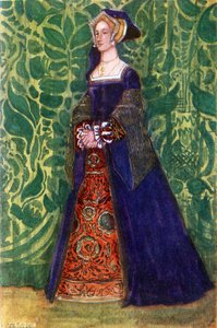 Ženský kostým za vlády Jindřicha VIII. (1509-1547) od Dion Clayton Calthrop