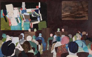 Abstraktní dav, aukční koláž od Dione Verulam