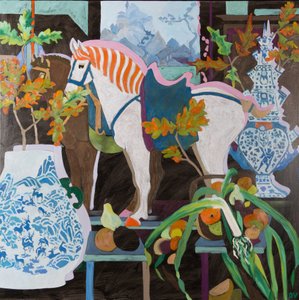 Koně na začátku podzimu, 2016 (olej na plátně) od Dione Verulam