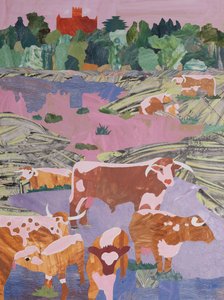 Longhorni v klidu (koláž)