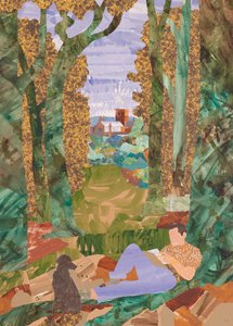 Čtení v lese, 2020 (koláž)