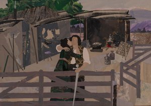 Loučení v Hundingově chýši, Wagnerův Prstenový cyklus, 2024 (koláž) od Dione Verulam