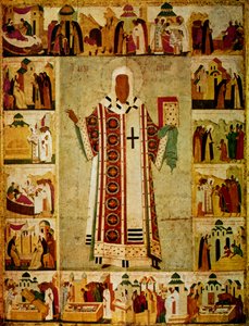 Metropolita Alexius obklopen výjevy ze svého života, Rus, 1480 od Dionisy