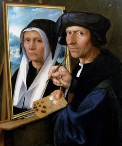 Jacob Cornelisz van Oostsanen maluje portrét své ženy