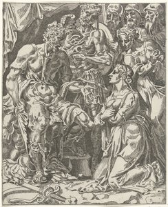 Judith voor Holofernes Judith in Holofernes (název série) od Dirck Volckertsz. Coornhert (attributed to)