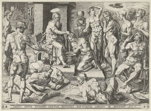Pavel křtí obyvatele Efezu od Dirck Volckertsz. Coornhert (attributed to)