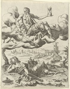 Čas dobývá slávu Triumphs of Petrarc (název série) od Dirck Volckertsz. Coornhert (possibly)