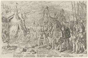 Císařský tábor v Ingolstadtu, 1546 Vítězství Karla V. (název série) Divi Caroli. v. imp. opt. max. victoriae, ex multis praecipuae (název série) od Dirck Volckertsz. Coornhert