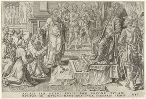 Podrobení šesti německých měst, 1547 Vítězství Karla V. (název série) Divi Caroli. v. imp. opt. max. victoriae, ex multis praecipuae (název série) od Dirck Volckertsz. Coornhert