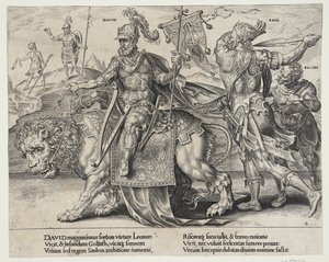 Davidův triumf od Dirck Volckertsz. Coornhert