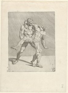 Dva zápasníci Wrestlers (název série) od Dirck Volckertsz. Coornhert