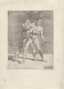 Dva zápasníci Wrestlers (název série) od Dirck Volckertsz. Coornhert