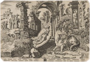 Balám a anděl od Dirck Volckertz Coornhert, after Maerten van Heemskerck