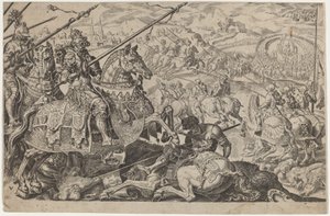 Sulejman Velkolepý donucen k obléhání Vídně od Dirck Volckertz Coornhert, after Maerten van Heemskerck