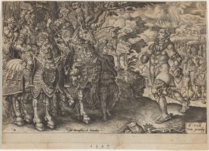 Kapitulace Jana Fridricha, saského kurfiřta, po bitvě u Mühlbergu od Dirck Volckertz Coornhert, after Maerten van Heemskerck