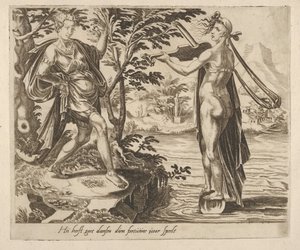 Ten, komu štěstěna hraje, bude vesele tančit z šesti výroků o štěstěně, ca. 1560.