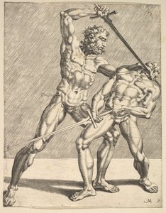 Dva šermíři, od Fencers, deska 7, 1552