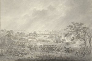 Přejezd anglických a hannoverských jednotek z Nijmegenu do Lentu přes lodní most přes Waal, 7. listopadu 1794