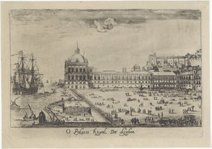 Pohled na královský palác v Lisabonu O Palacio Real de Lixboa (název na objektu) Pohledy na Lisabon (název série)