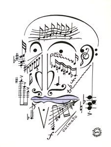 Dr. Musicus - obličej nakreslený pomocí notového zápisu