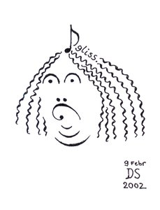 "Glisstering Hair" - obličej nakreslený pomocí notového zápisu
