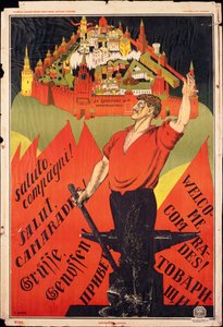 Oktoberrevolution, Willkommen Genossen! Appell an die revolutionären Arbeiter im Ausland von Dmitry (1883-1946) Moor