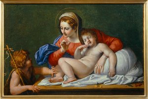 Panna Marie s dítětem a svatým Janem Křtitelem, známá také jako Ticho - Panna Marie s dítětem a svatým Janem Křtitelem ...