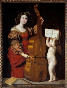 Svatá Cecile s andělem držícím partituru. Domenico Zampieri dit The Dominiquin (1581-1641) Ec. Ital.
