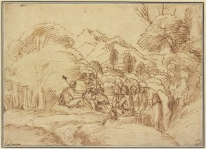 Jan káže na poušti od Domenichino