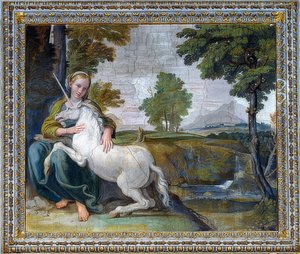 Panna s jednorožcem. 1604-05