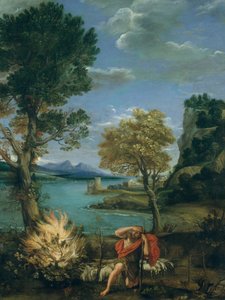 Krajina s Mojžíšem a hořícím keřem, 1610-16. od Domenichino