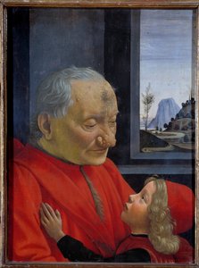 Portrét starého muže a mladého chlapce Malba Domenica Ghirlandaia (1449-1494) Slunce 15. století. 0,62x0,46 m - Portrét starého muže a mladého chlapce (také nazývaného Stařec a jeho vnuk). Obraz Domenica Ghirlandaia (1449-1494) 15. stol. od Domenico Ghirlandaio