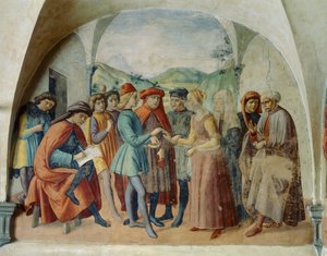 Věno nevěsty, cca 1450-1500 (freska)