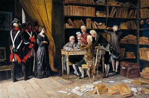 Prohledávání domu Eleonory Pimentel, obraz Domenica Battaglia (1842-1921), olej na plátně od Domenico Battaglia