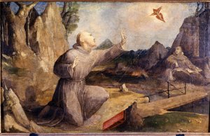 Svatý František dostává stigma. Beccafumi Domenico Mecarino (asi 1486 - 1551) od Domenico Beccafumi