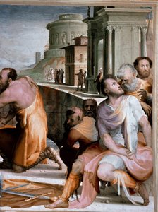 Smíření římského konzula Marca Fulvia Flacca a Marca Aemilia Lepida kolem roku 126 př.nl Detail. Freska od Domenica di Giacomo di Pace dit Beccafumi (1486-1551) 1529-1535 Siena, Palazzo Pubblico od Domenico Beccafumi