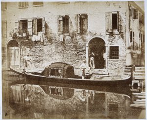 Gondola v Benátkách, kolem roku 1855 od Domenico Bresolin