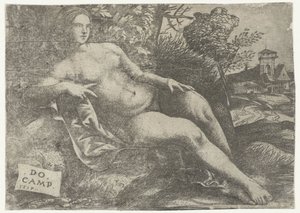 Ležící Venuše v krajině od Domenico Campagnola