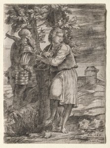 Pastýř a starý válečník, 1517. od Domenico Campagnola
